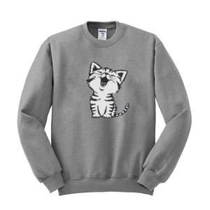 White Cat Minimalist Pet Lover Cozy Aesthetic Casual Graphic Winter Sweatshirt